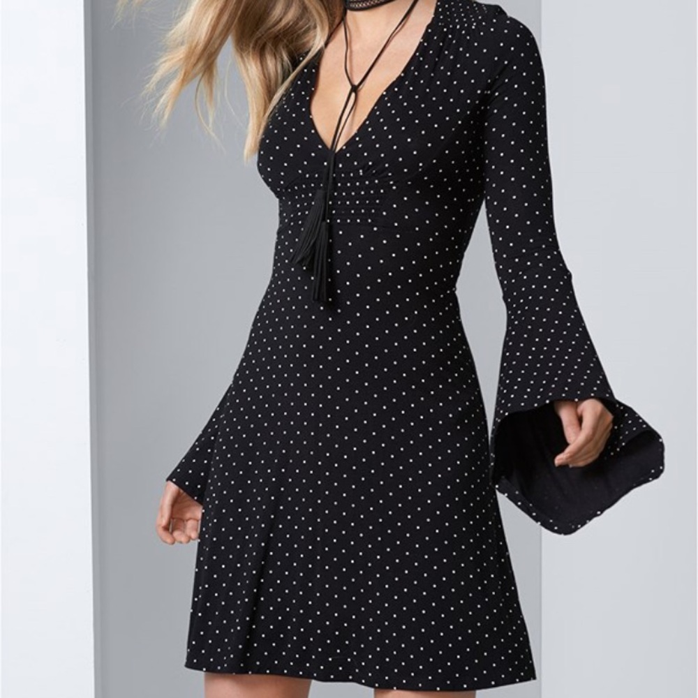Polka dot bell sleeve dress